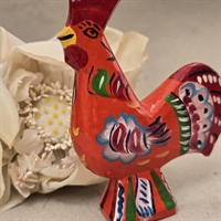 orange-bemalet-dekoreret-gammel-træhane-fra-dalerne-dalahane-gammel-